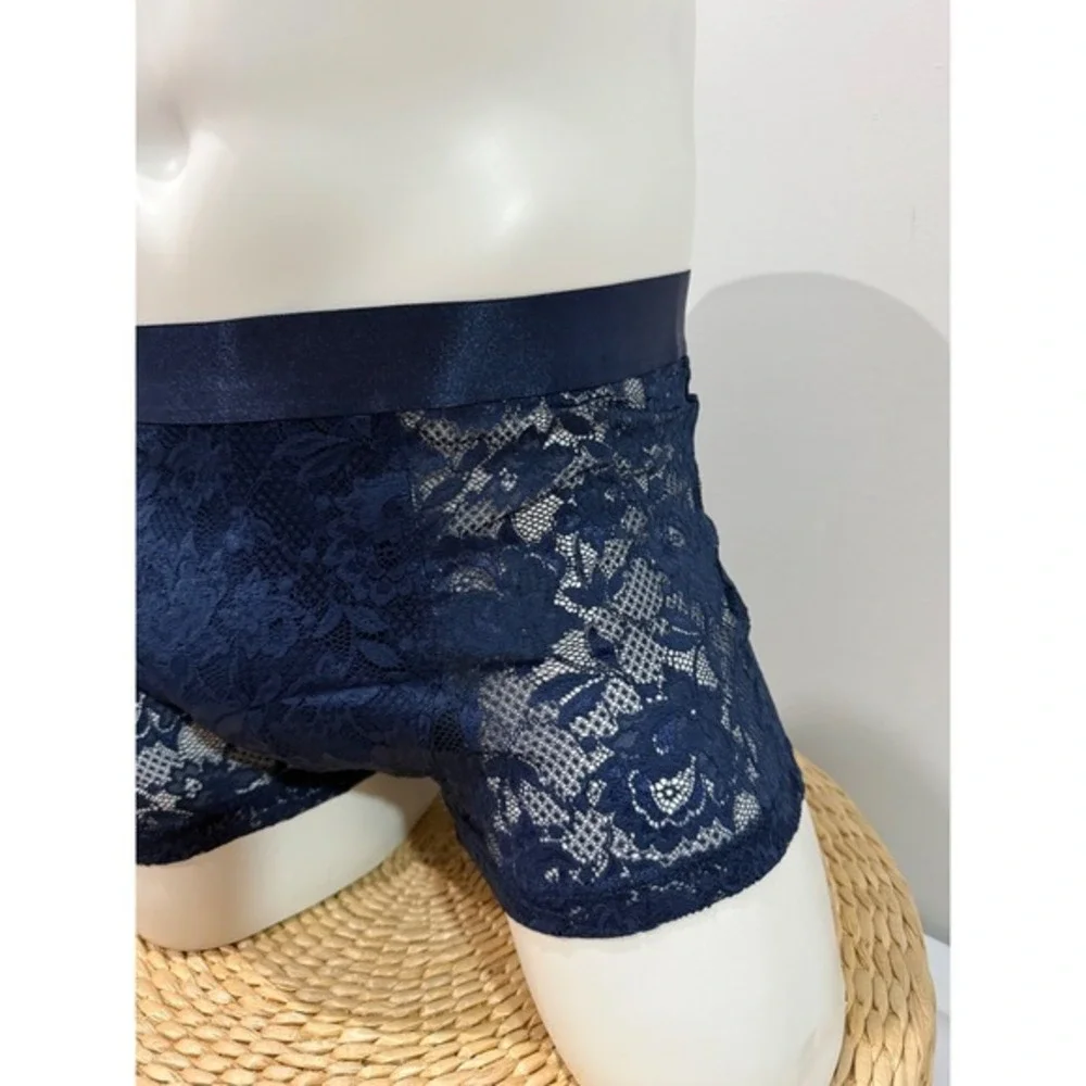 Cosabella Never Say Never Lace Trunk Boxer Brief Navy Blue     Luxury L NWT